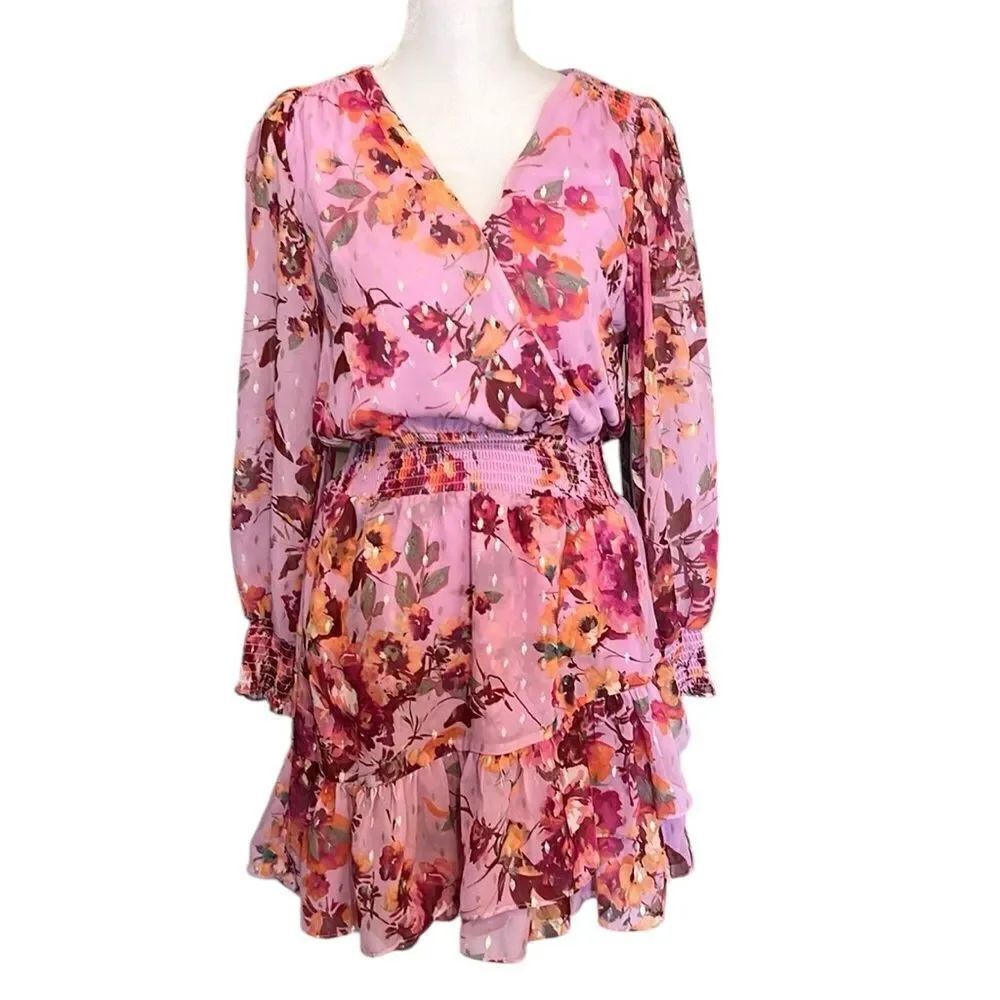 NWT Vince Camuto Garden Romance szPS colorful floral ruffled tiered mini dress